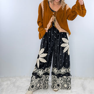 Black Daisy Velvet Pantaloons by Rare Bird