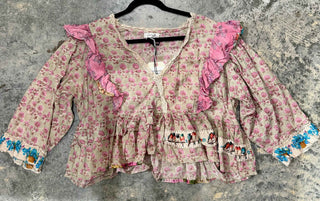 House of Jaded Gypsy Dusty Bloom Top - Olive