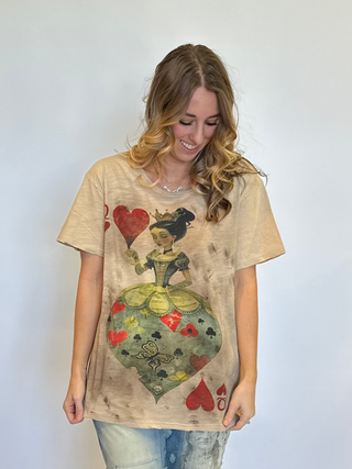 Jaded Gypsy Queen of Hearts Moon Dance distressed boho graphic tee with relaxed vintage-inspired fit 