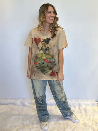 Jaded Gypsy Queen of Hearts Moon Dance distressed boho graphic tee with relaxed vintage-inspired fit 