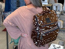 Hide On Leather Back Pack in Brown and white print