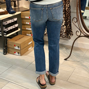 Judy Blue Mid Rise Vintage Wash Non-Destroy Boyfriend Denim Jean