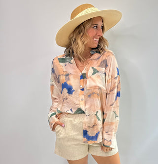 Watercolor Bloom Blouse - White Lily Boutique