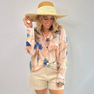 Watercolor Bloom Blouse - White Lily Boutique