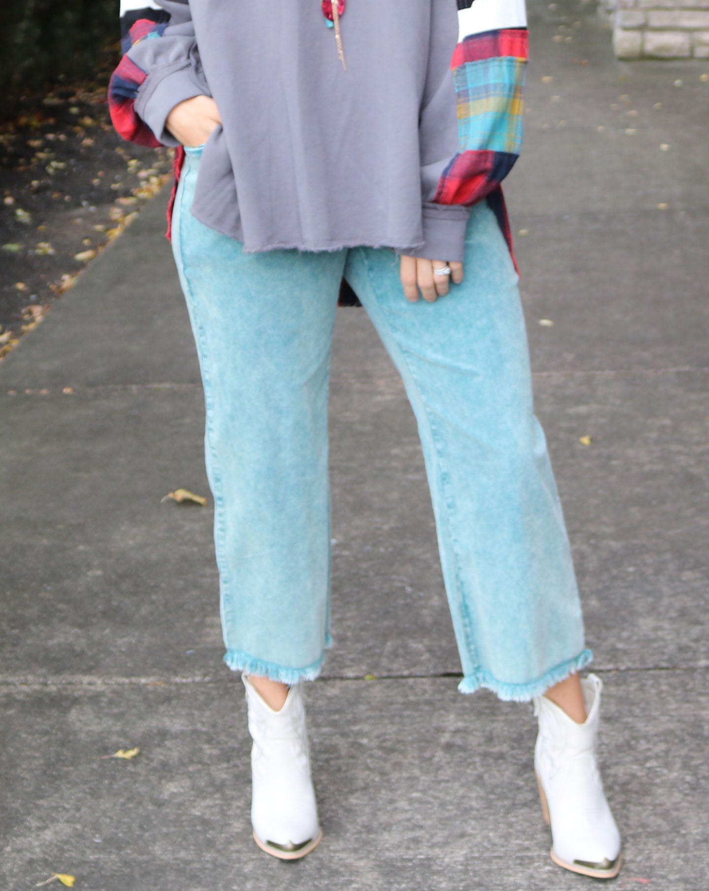 Seek Adventure Teal cropped corduroy pants