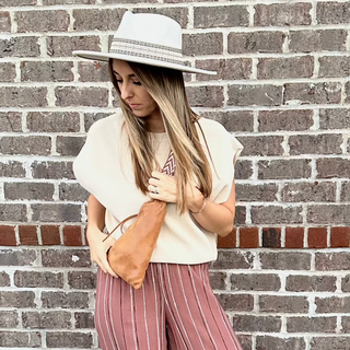 Cream Sweater with cropped Muscle Sleeves--business casual