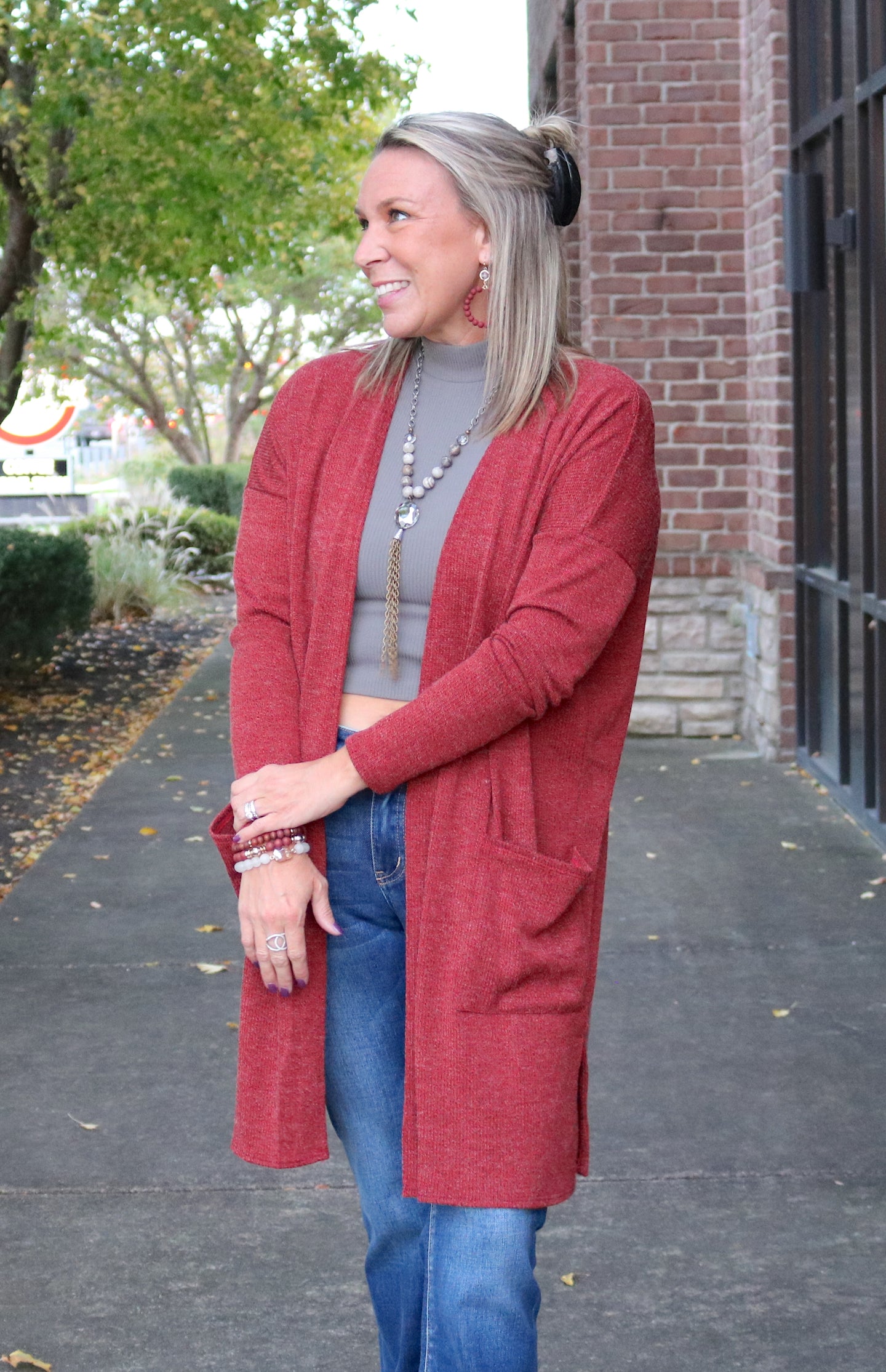 Your Favorite Ribbed Cardigan in Rust