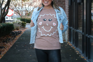 Gingerbread Face Holiday Graphic Tee
