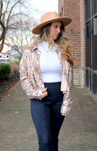 In the Spotlight Sequin Jacket - White Lily Boutique