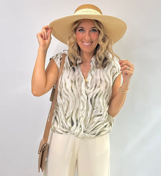 Olive Wave Top - White Lily Boutique