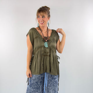 Soft Spoken Top, Olive | Jaded Gypsy
