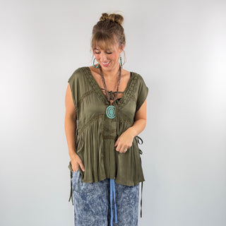 Soft Spoken Top, Olive | Jaded Gypsy