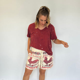 Jaded Gypsy Local Fair Early Morning shorts with vintage feed sack style, soft cotton fabric, and relaxed boho fit
