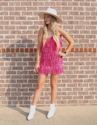 Rhinestone Fringed Layer Cha Cha Dress