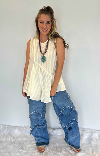 Jaded Gypsy Day Break Tank - Parchment | Boho Cotton Sleeveless Top