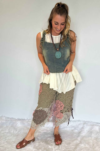 Blue Willow Denim Corset Tank by Jaded Gypsy | Boho Lace-Up Top