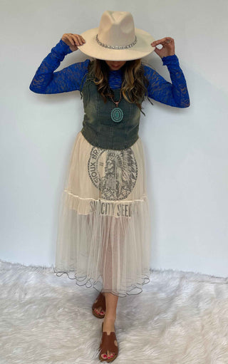 Jaded Gypsy Sioux City "Feeling Frilly" Skirt | Boho Western Tulle Midi