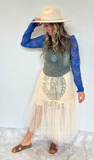 Jaded Gypsy Sioux City "Feeling Frilly" Skirt | Boho Western Tulle Midi