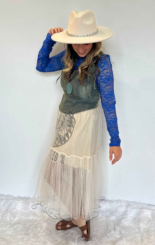 Jaded Gypsy Sioux City "Feeling Frilly" Skirt | Boho Western Tulle Midi