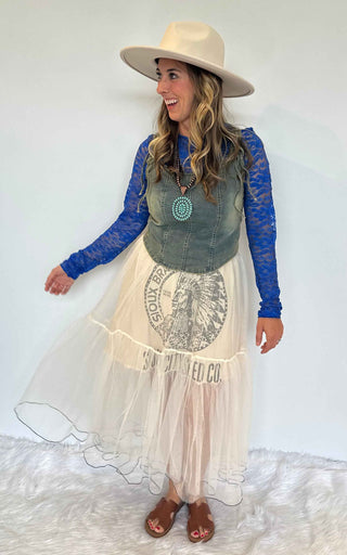 Jaded Gypsy Sioux City "Feeling Frilly" Skirt | Boho Western Tulle Midi