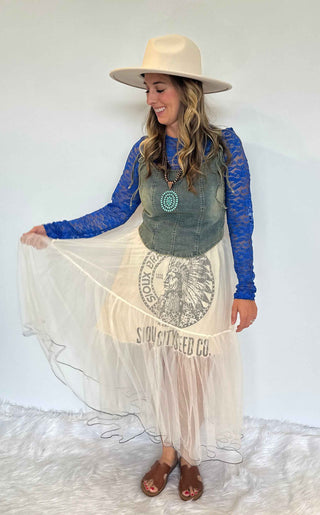 Blue Willow Denim Corset Tank by Jaded Gypsy | Boho Lace-Up Top