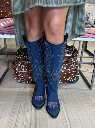 Western Roots Here's Your Denim Boots - White Lily Boutique