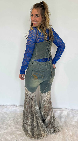 Jaded Gypsy Got You Covered Lace Flare Jeans – Boho Denim Statement