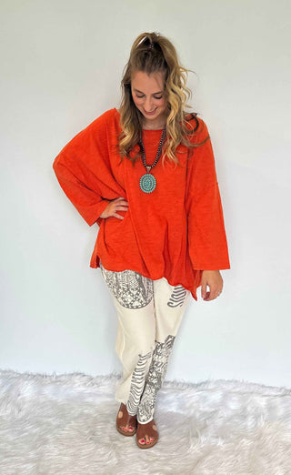 Jaded Gypsy Be Free Top - Vintage Citrus Oversized Boho Tee