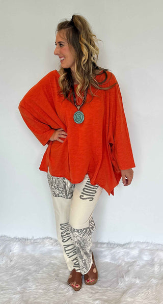 Jaded Gypsy Be Free Top - Vintage Citrus Oversized Boho Tee