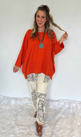 Jaded Gypsy Be Free Top - Vintage Citrus Oversized Boho Tee