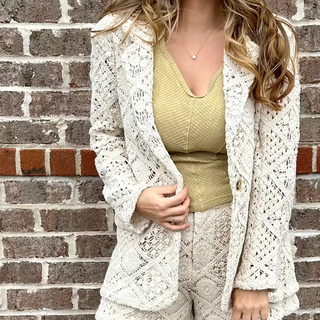 Miss Me Good Ideas Blazer - White Lily Boutique