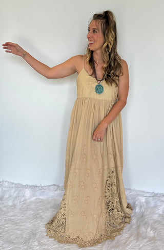 Sunset Romance Boho Maxi Dress | Jaded Gypsy Embroidered Cotton