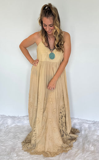 Sunset Romance Boho Maxi Dress | Jaded Gypsy Embroidered Cotton
