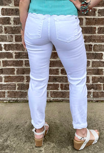 Mid-Rise Boyfriend White Jeans