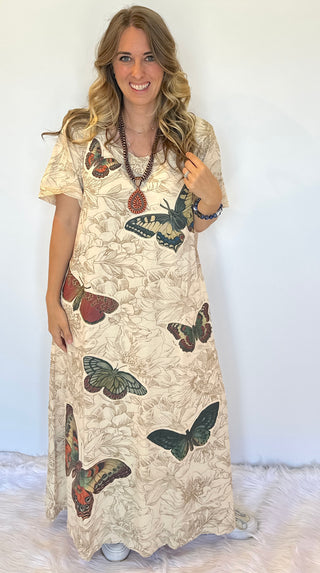 Jaded Gypsy "Flutter By" Butterfly Boho Maxi Dress – 100% Cotton