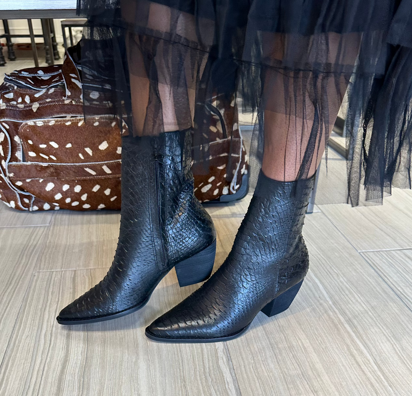 Caty Black Snake Boots by Matisse