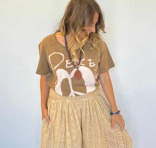 Jaded Gypsy Peace & Love Moon Dance Tee – Distressed Boho Graphic Shirt