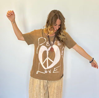 Jaded Gypsy Peace & Love Moon Dance Tee – Distressed Boho Graphic Shirt