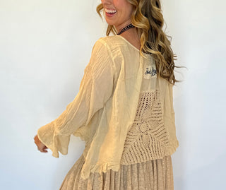 Jaded Gypsy Celestial Drift | Boho Crochet Cotton Blouse