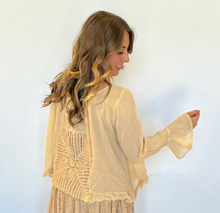 Jaded Gypsy Celestial Drift | Boho Crochet Cotton Blouse