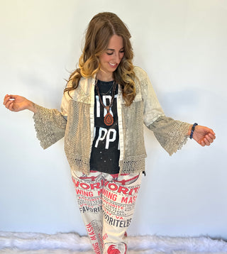 Lace Frontier Bell Sleeve Boho Jacket