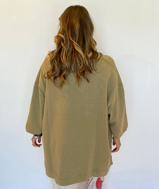 Jaded Gypsy Sacred Heart Oversized Sweatshirt - Olive Green Boho Pullover