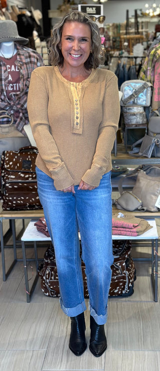 Luxe Thermal Top in Coffee - White Lily Boutique