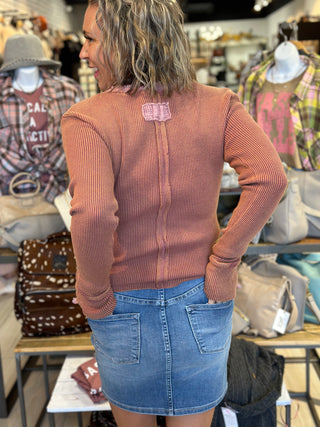 Luxe Thermal Top in Rust - White Lily Boutique