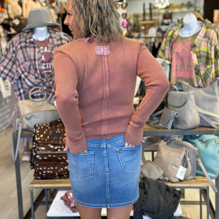 Luxe Thermal Top in Rust - White Lily Boutique