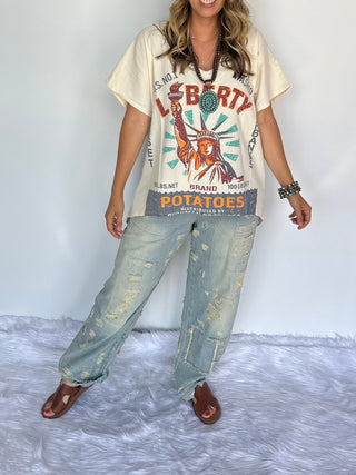 Peace and Love Jeans - Blue Railroad Stripe by Jaded Gypsy