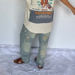 Peace and Love Jeans - Blue Railroad Stripe by Jaded Gypsy
