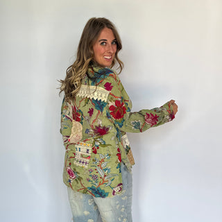 Jaded Gypsy Star Gazing Top - Boho Floral Patchwork Cotton Blouse
