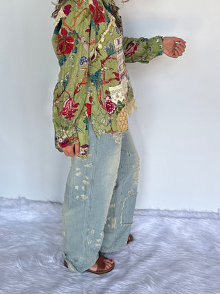 Peace and Love Jeans - Blue Railroad Stripe by Jaded Gypsy