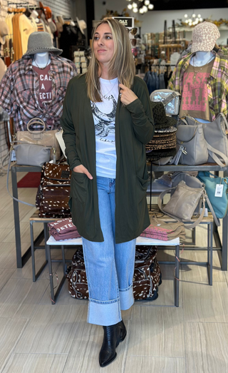 My Favorite Cardigan in Olive - White Lily Boutique